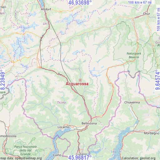 Acquarossa on map