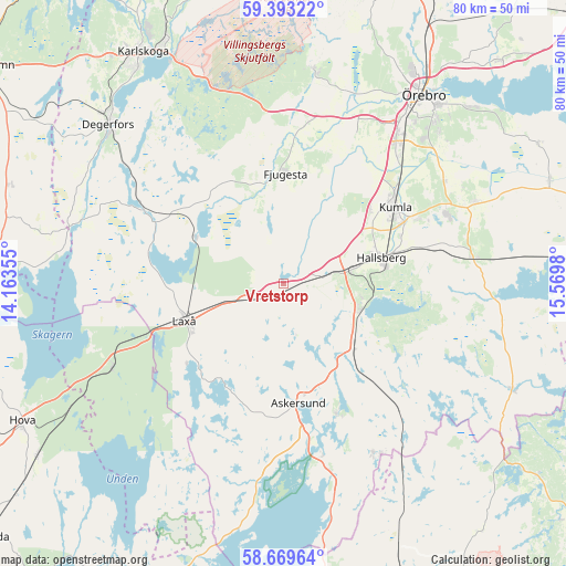 Vretstorp on map