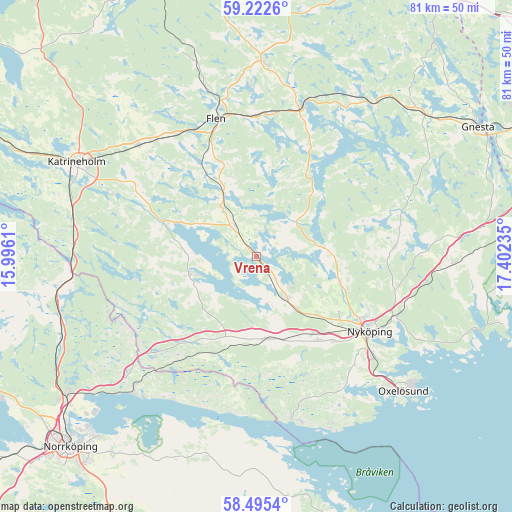 Vrena on map