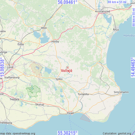 Vollsjö on map