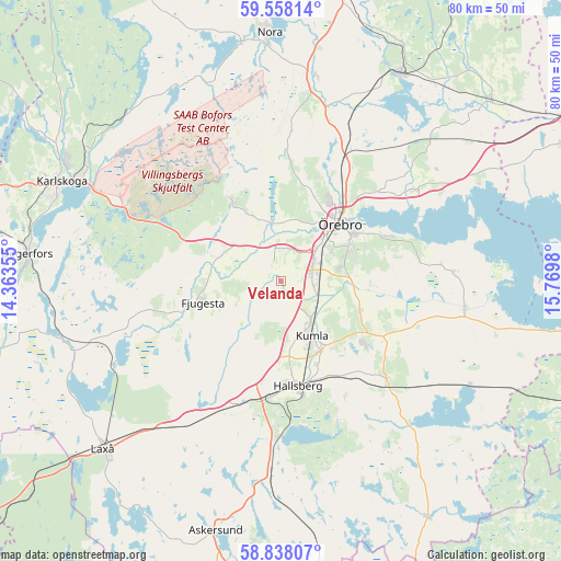 Velanda on map