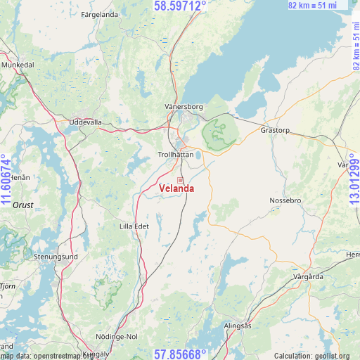 Velanda on map