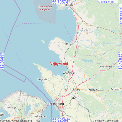 Vejbystrand on map