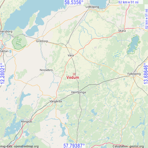 Vedum on map
