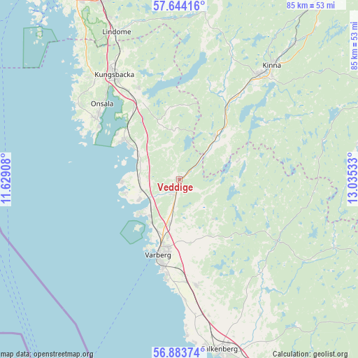 Veddige on map