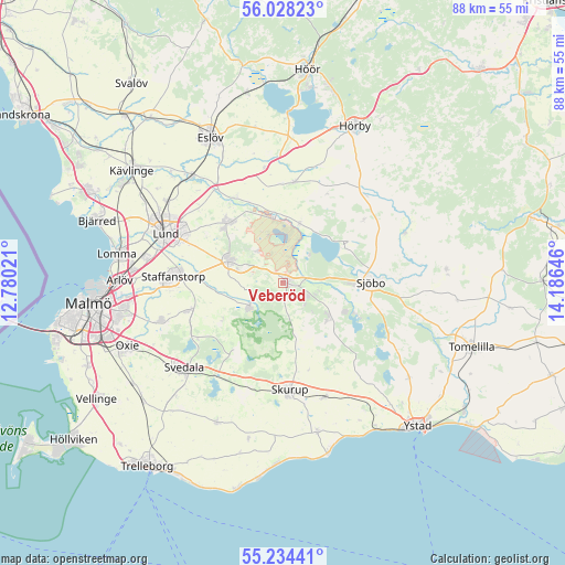 Veberöd on map