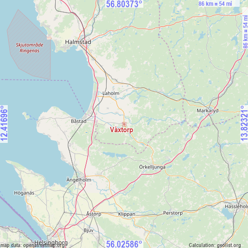 Våxtorp on map