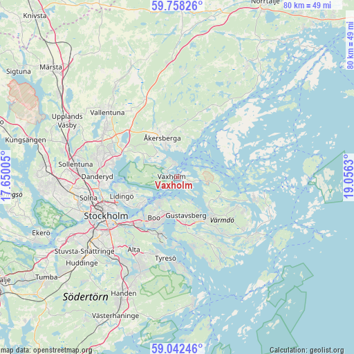 Vaxholm on map