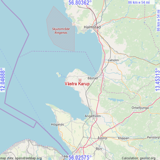 Västra Karup on map