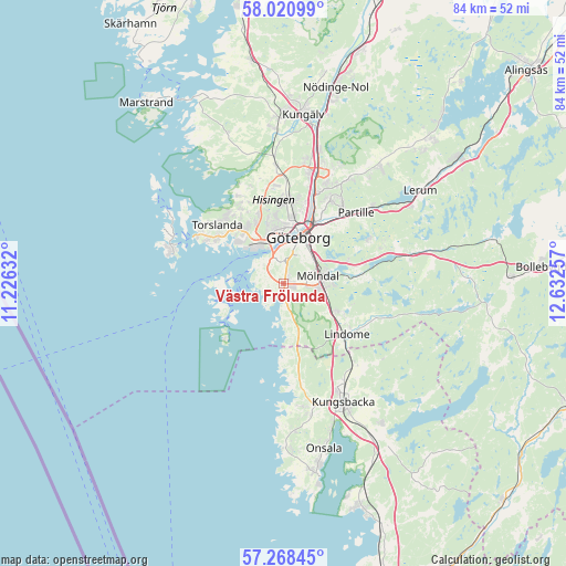 Västra Frölunda on map