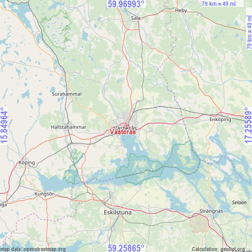 Västerås on map