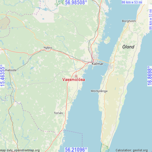 Vassmolösa on map