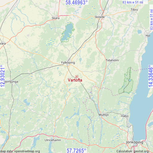 Vartofta on map