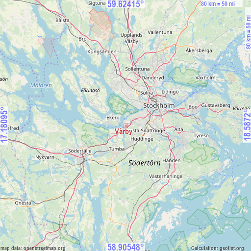 Vårby on map