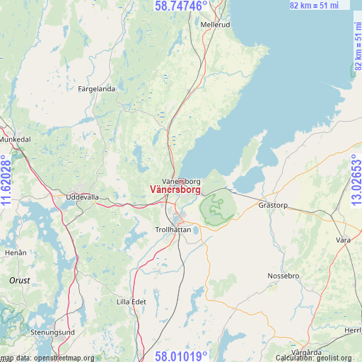 Vänersborg on map