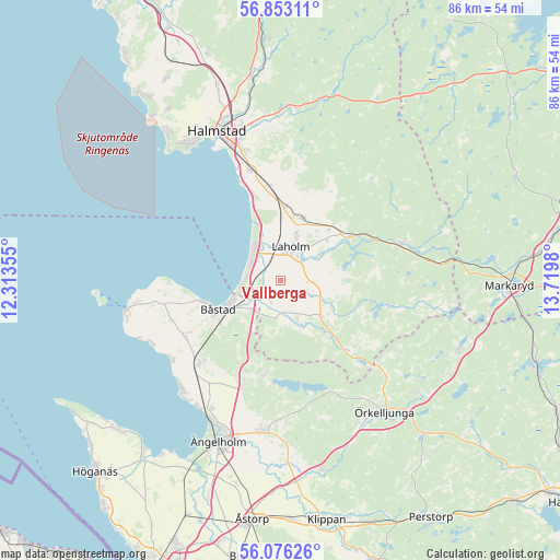 Vallberga on map