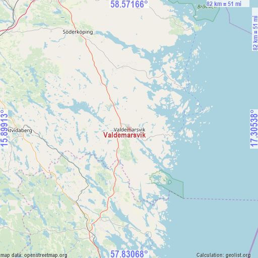 Valdemarsvik on map