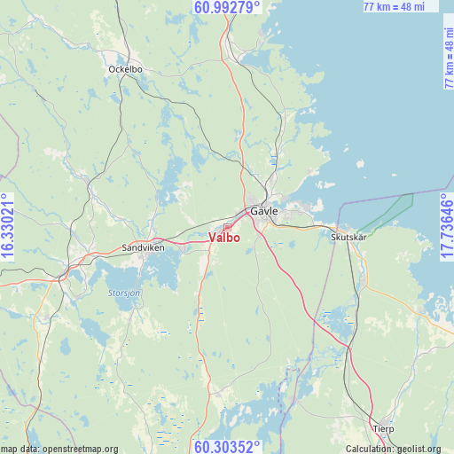 Valbo on map