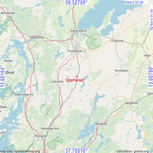 Upphärad on map