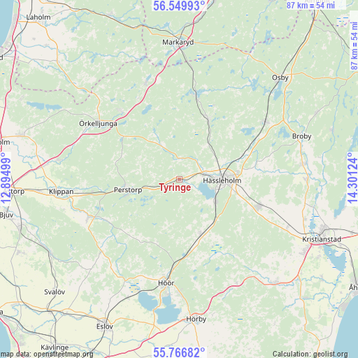 Tyringe on map