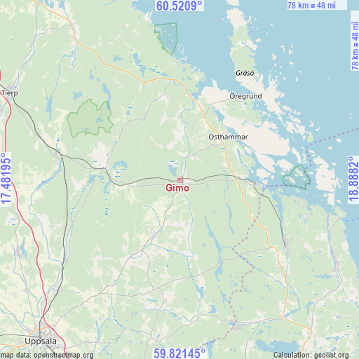 Gimo on map