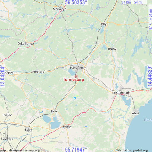 Tormestorp on map