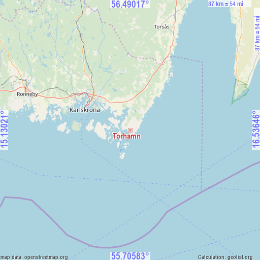 Torhamn on map