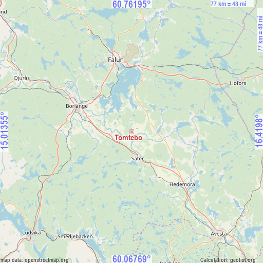 Tomtebo on map