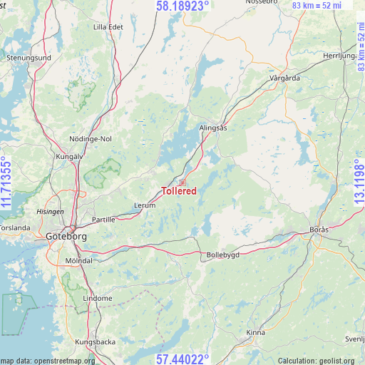 Tollered on map
