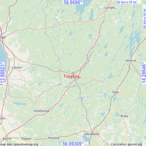Timsfors on map