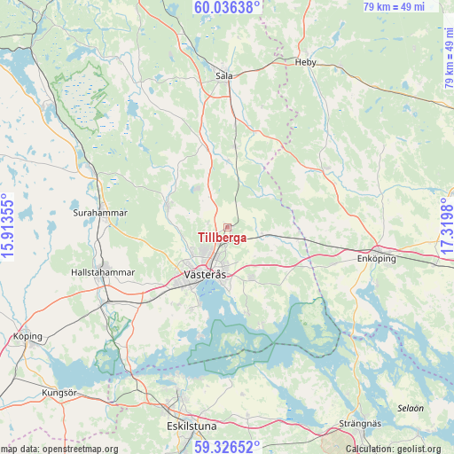 Tillberga on map