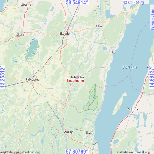 Tidaholm on map