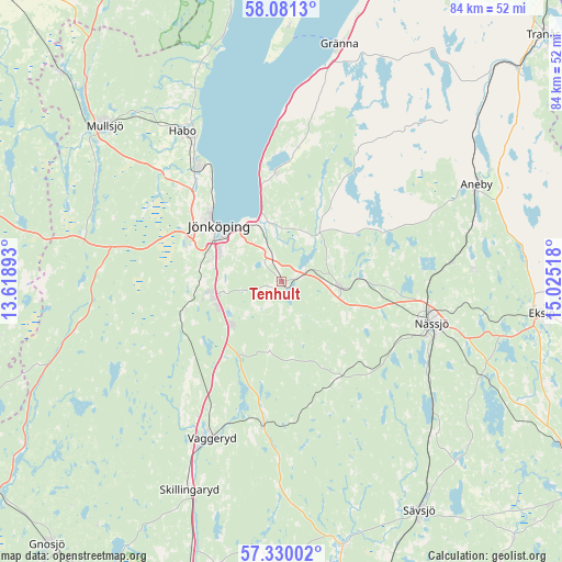 Tenhult on map