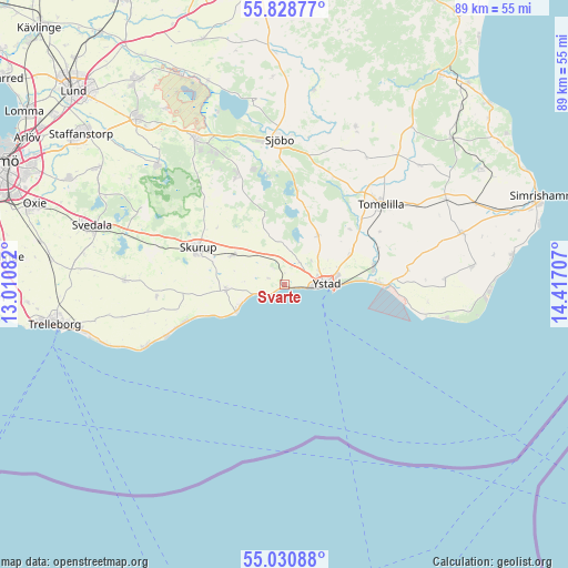 Svarte on map