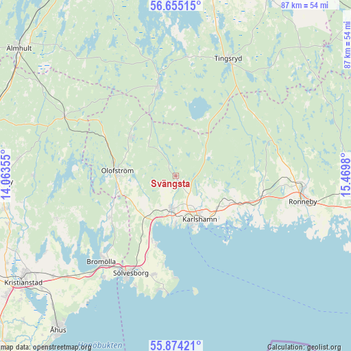 Svängsta on map