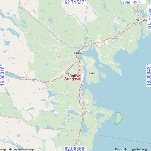 Sundsvall on map