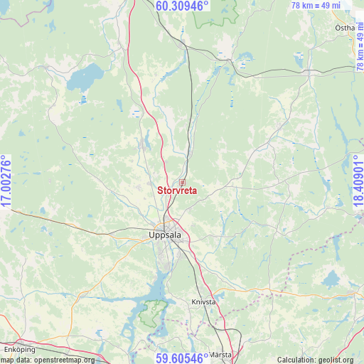 Storvreta on map