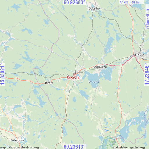 Storvik on map