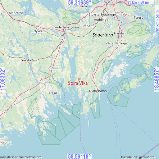 Stora Vika on map