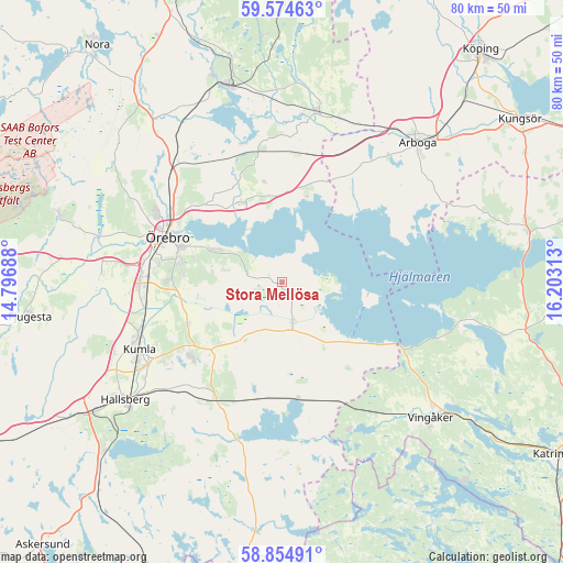 Stora Mellösa on map