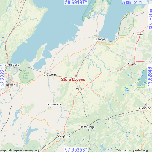 Stora Levene on map