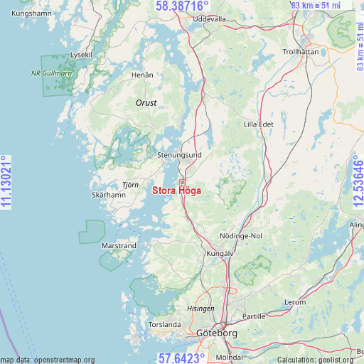 Stora Höga on map