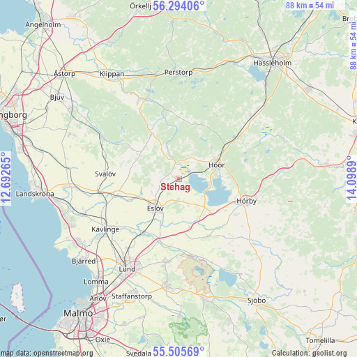 Stehag on map