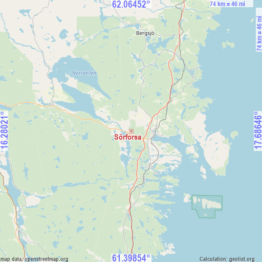 Sörforsa on map