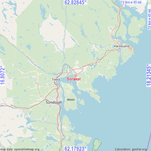 Söråker on map