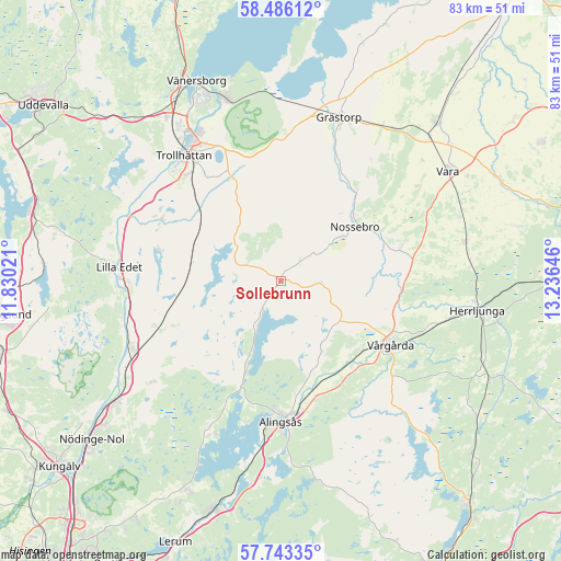 Sollebrunn on map