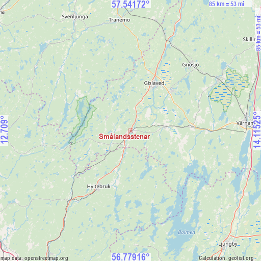 Smålandsstenar on map