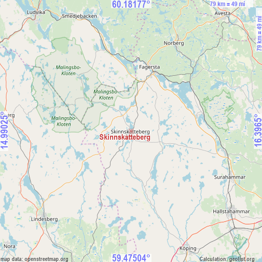 Skinnskatteberg on map