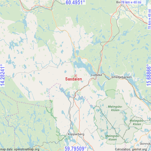 Saxdalen on map