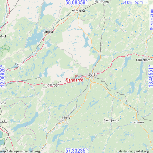 Sandared on map